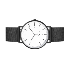 Soem-Entwurfs-Uhrfabrik schwarze Ineinander greifen-Band-Mann-Armbanduhr