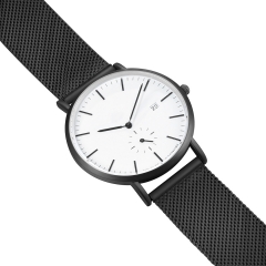 Soem-Entwurfs-Uhrfabrik schwarze Ineinander greifen-Band-Mann-Armbanduhr