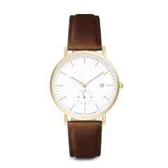Herren Kleid Armbanduhr Casual klassischen echtes Leder Quarz Handgelenk Business Uhr