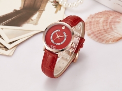 Neue Art und Weise Luxuxdamen echtes Leder wasserdichte Armbanduhr