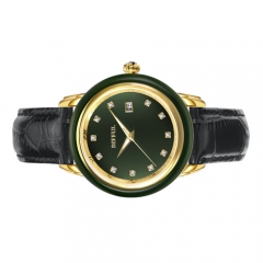 Kundenspezifische OEM echtes Leder mechanische Jade Uhr