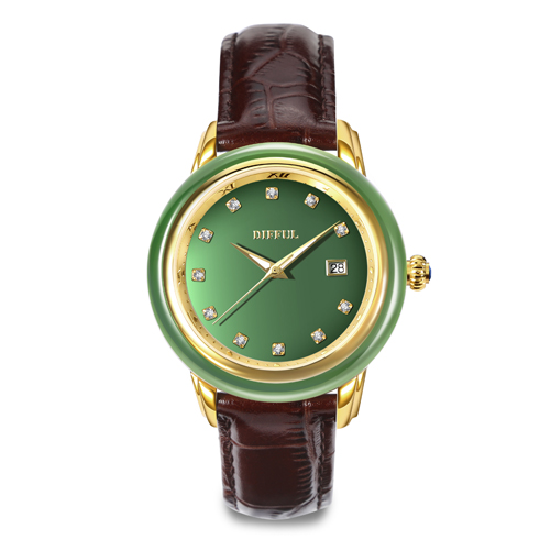 OEM Original Schweizer mechanische Bewegung echtes Leder Jade Uhr