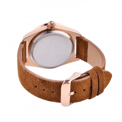 Art und Weise Ip rosafarbenes Gold echtes Leder Quarz Armbanduhr